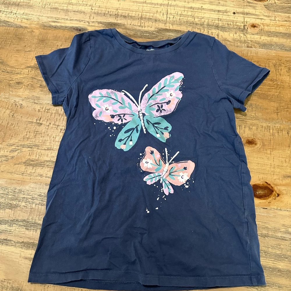 OshKosh B'gosh Blue and Pink Butterfly Tee